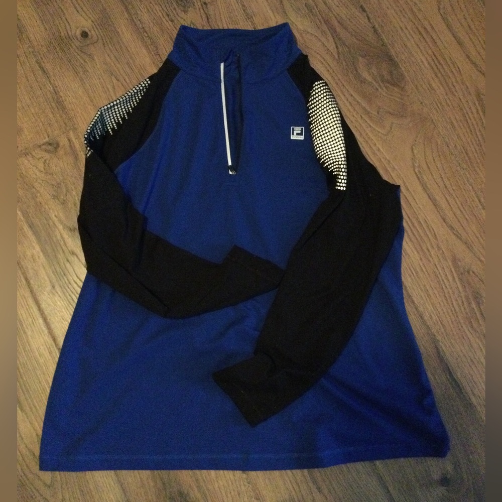 Fila Long Sleeve Half Zip Pullover Blue and Black - 1X - Like New